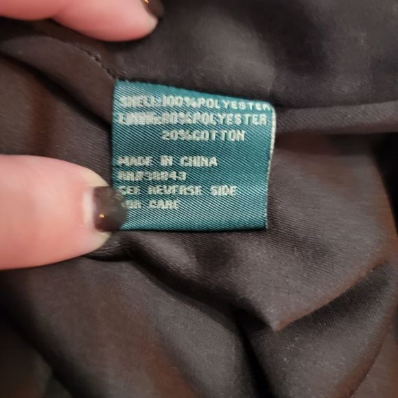 Larry Levine Sport long coat jacket black with brown lining gold buttons‎ sz med - Picture 8 of 8